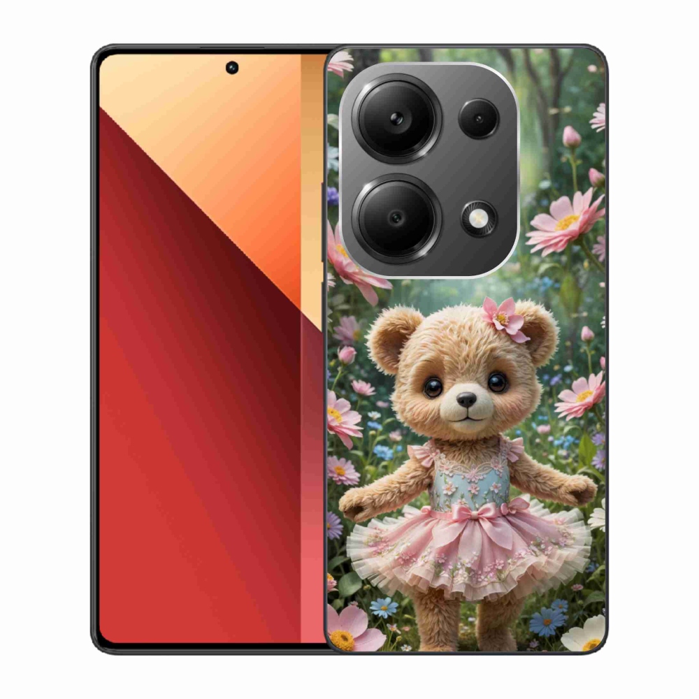 Gelový kryt mmCase na Xiaomi Redmi Note 13 Pro/Poco M6 Pro - roztomilý medvídek v květinách