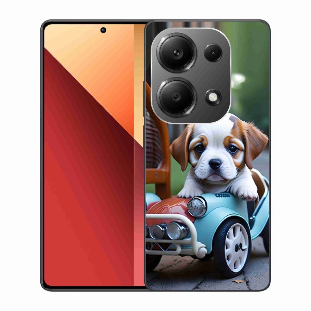 Gelový kryt mmCase na Xiaomi Redmi Note 13 Pro/Poco M6 Pro - štěně v retro autě