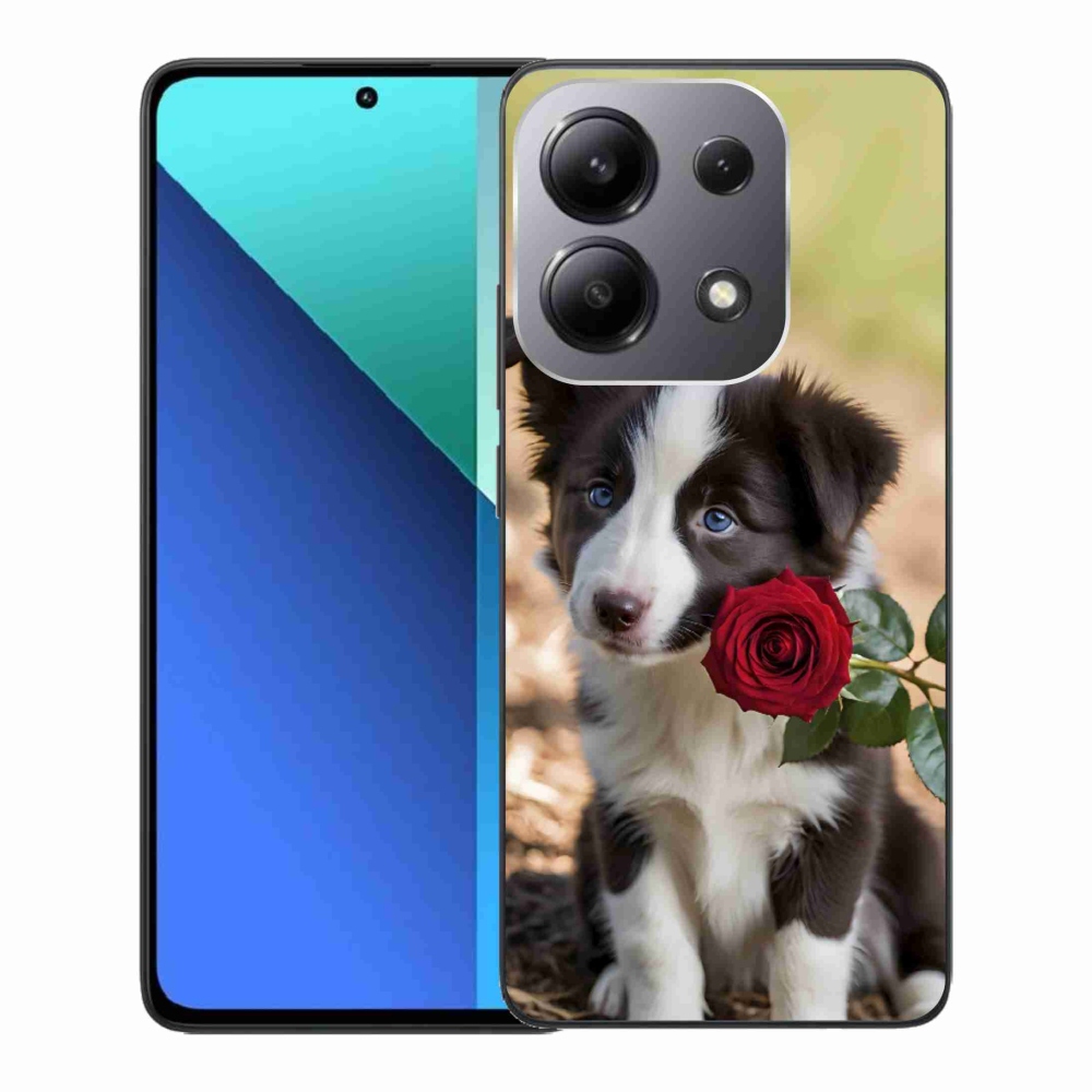 Gelový kryt mmCase na Xiaomi Redmi Note 13 - roztomilá border kolie s růží