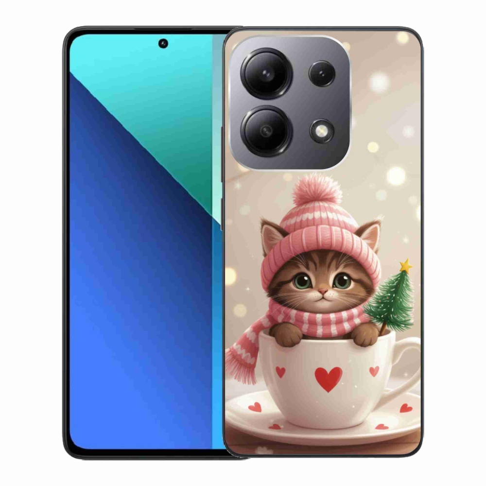 Gelový kryt mmCase na Xiaomi Redmi Note 13 - vánoční kotě v hrnku