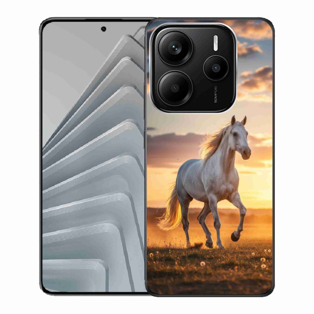 Gelový kryt mmCase na Xiaomi Redmi Note 14 5G - běžící bílý kůň 2