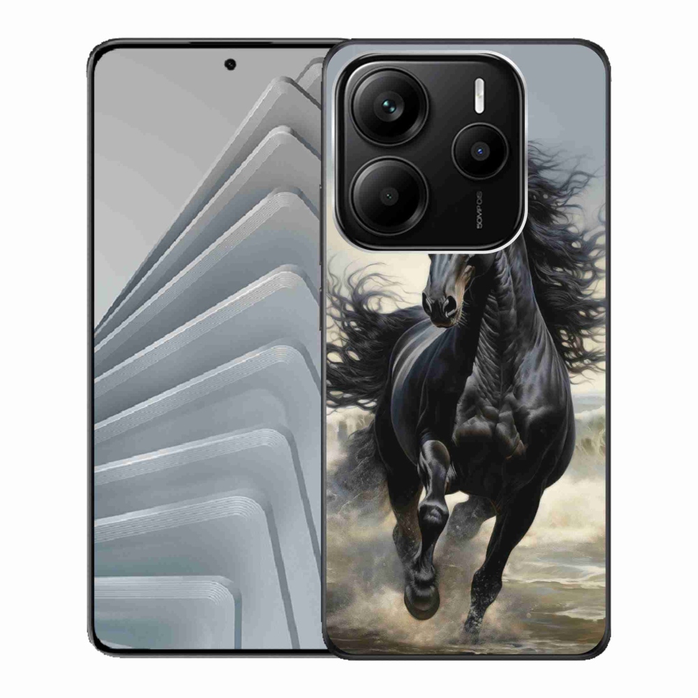 Gelový kryt mmCase na Xiaomi Redmi Note 14 5G - běžící černý kůň