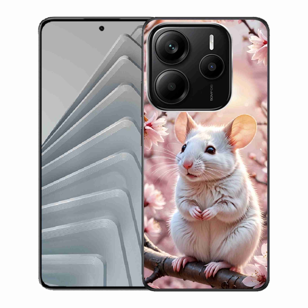 Gelový kryt mmCase na Xiaomi Redmi Note 14 5G - bílá myš na větvi