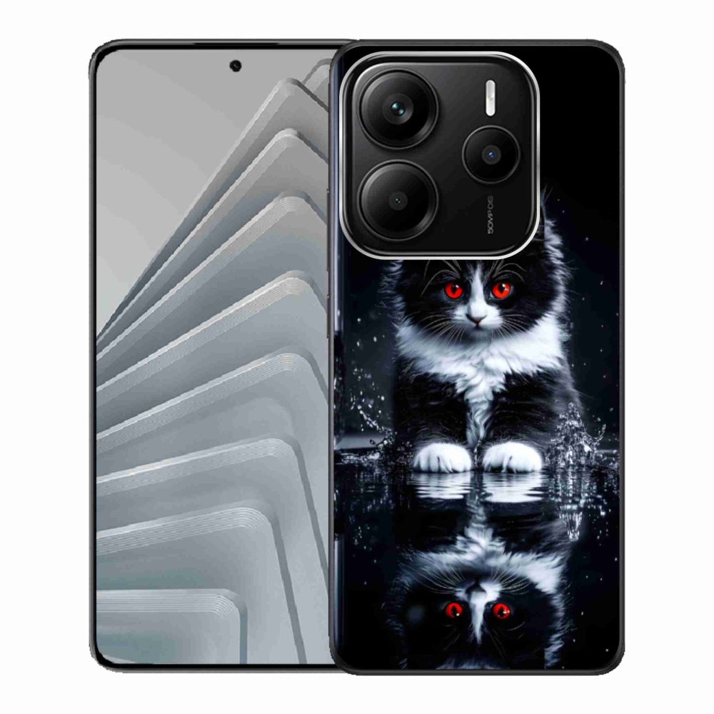 Gelový kryt mmCase na Xiaomi Redmi Note 14 5G - černobílé kotě