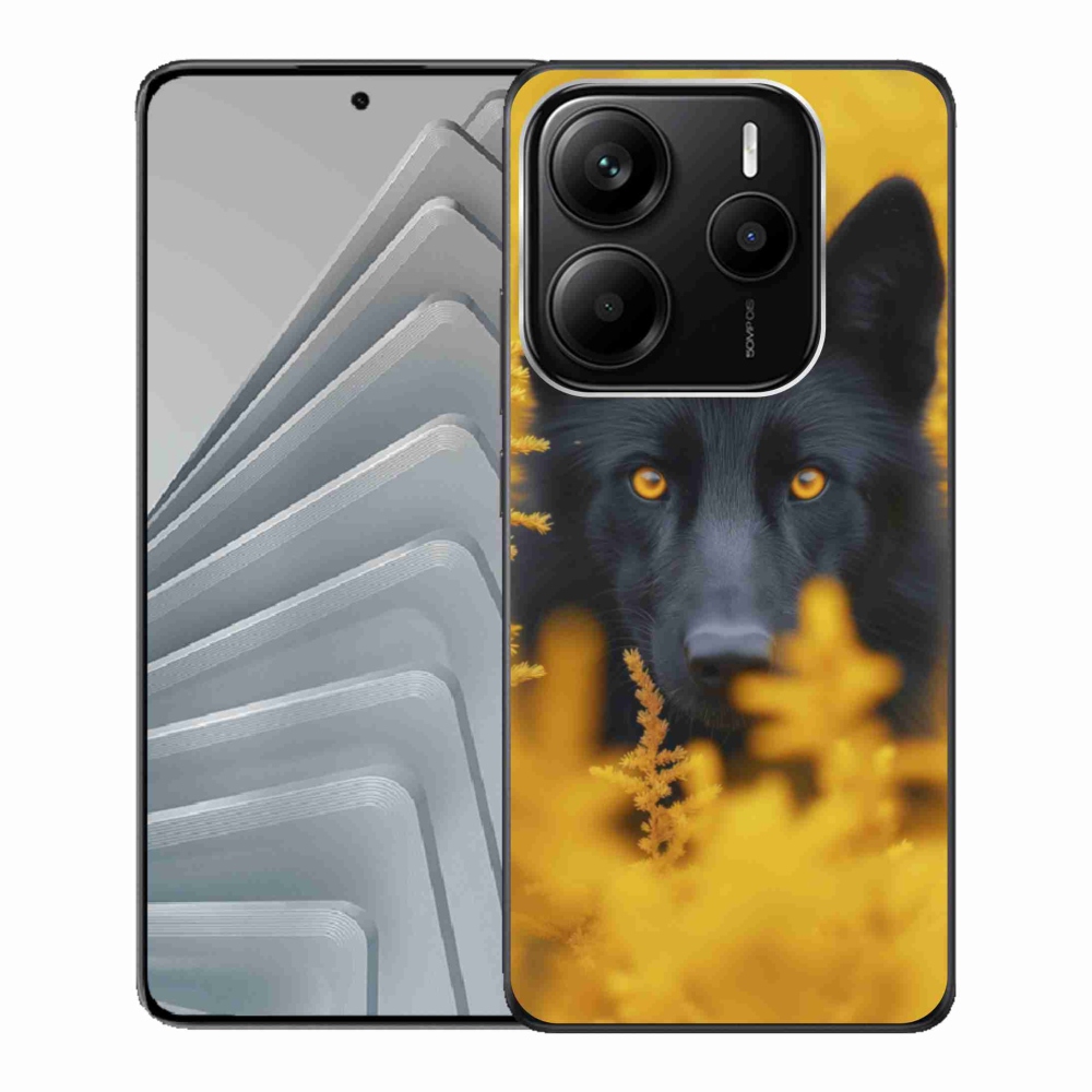 Gelový kryt mmCase na Xiaomi Redmi Note 14 5G - černý vlk 2