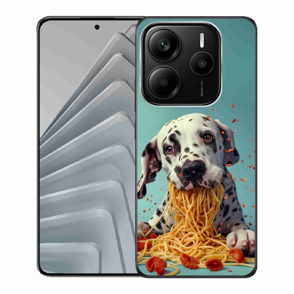 Gelový kryt mmCase na Xiaomi Redmi Note 14 5G - dalmatin a špagety