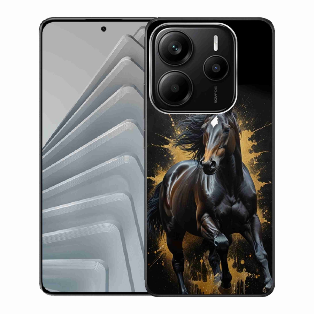 Gelový kryt mmCase na Xiaomi Redmi Note 14 5G - elegantní černý hřebec