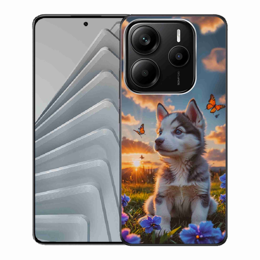Gelový kryt mmCase na Xiaomi Redmi Note 14 5G - husky při západu slunce