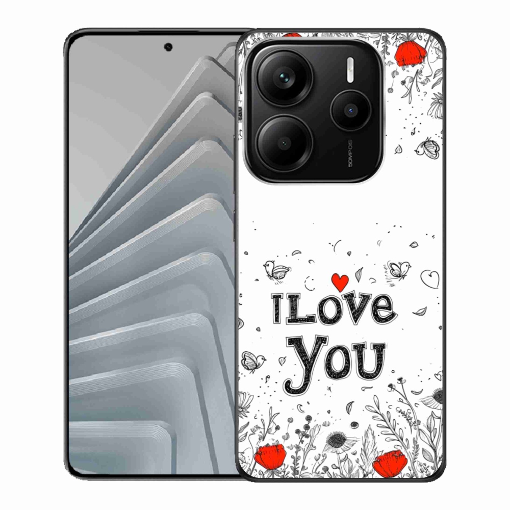 Gelový kryt mmCase na Xiaomi Redmi Note 14 5G - I love you bílé pozadí
