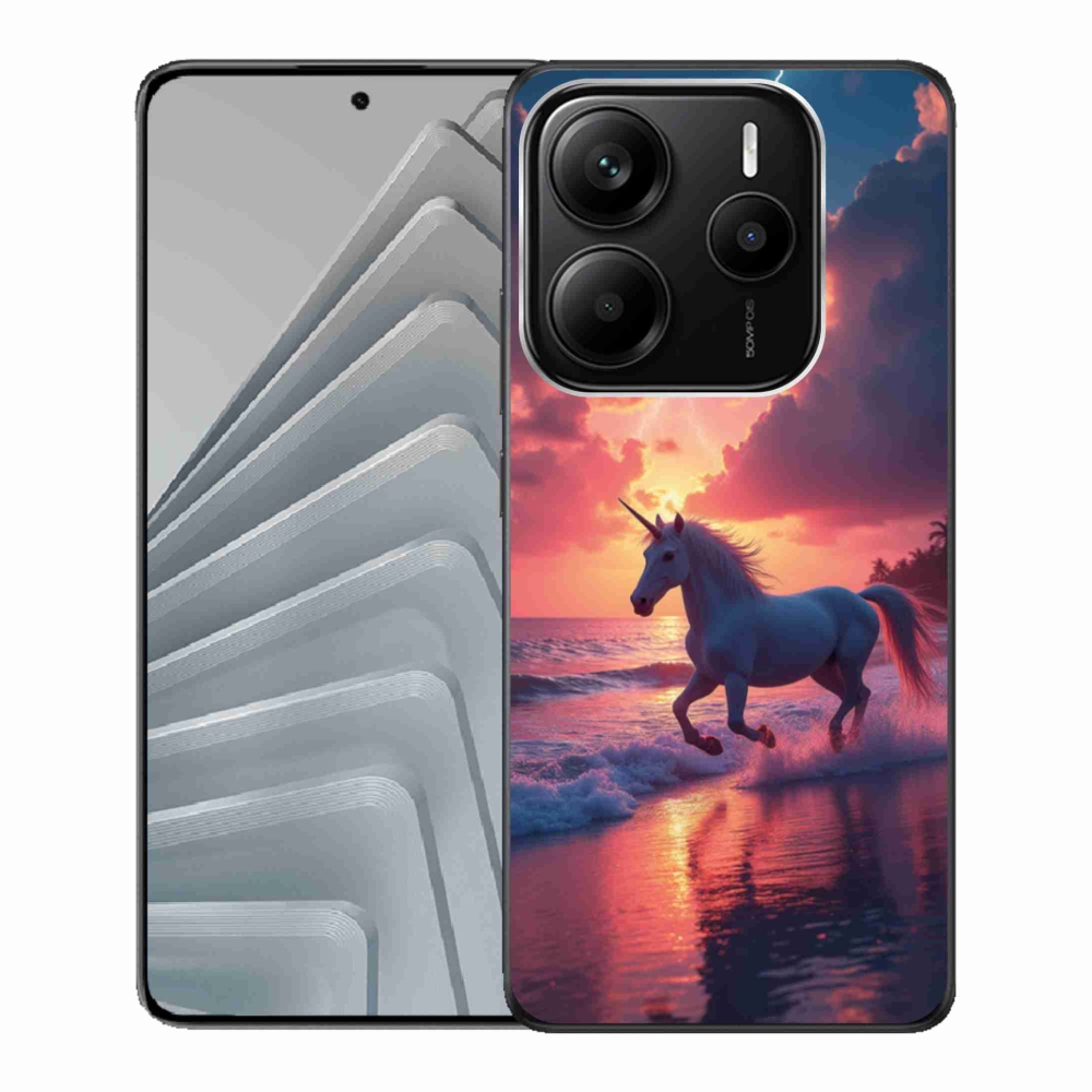 Gelový kryt mmCase na Xiaomi Redmi Note 14 5G - jednorožec na pláži