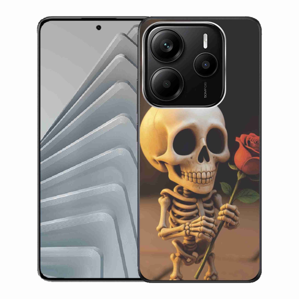 Gelový kryt mmCase na Xiaomi Redmi Note 14 5G - kostlivec s růží