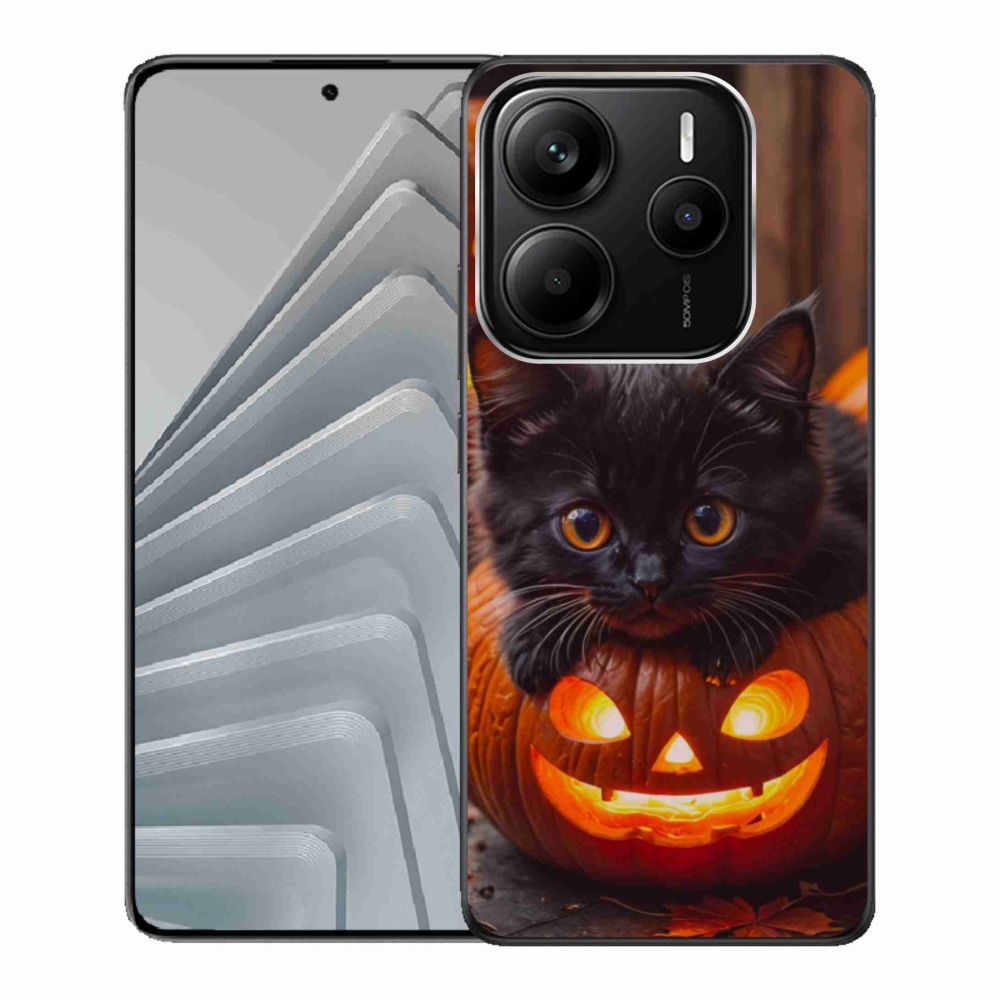 Gelový kryt mmCase na Xiaomi Redmi Note 14 5G - kotě a dýně