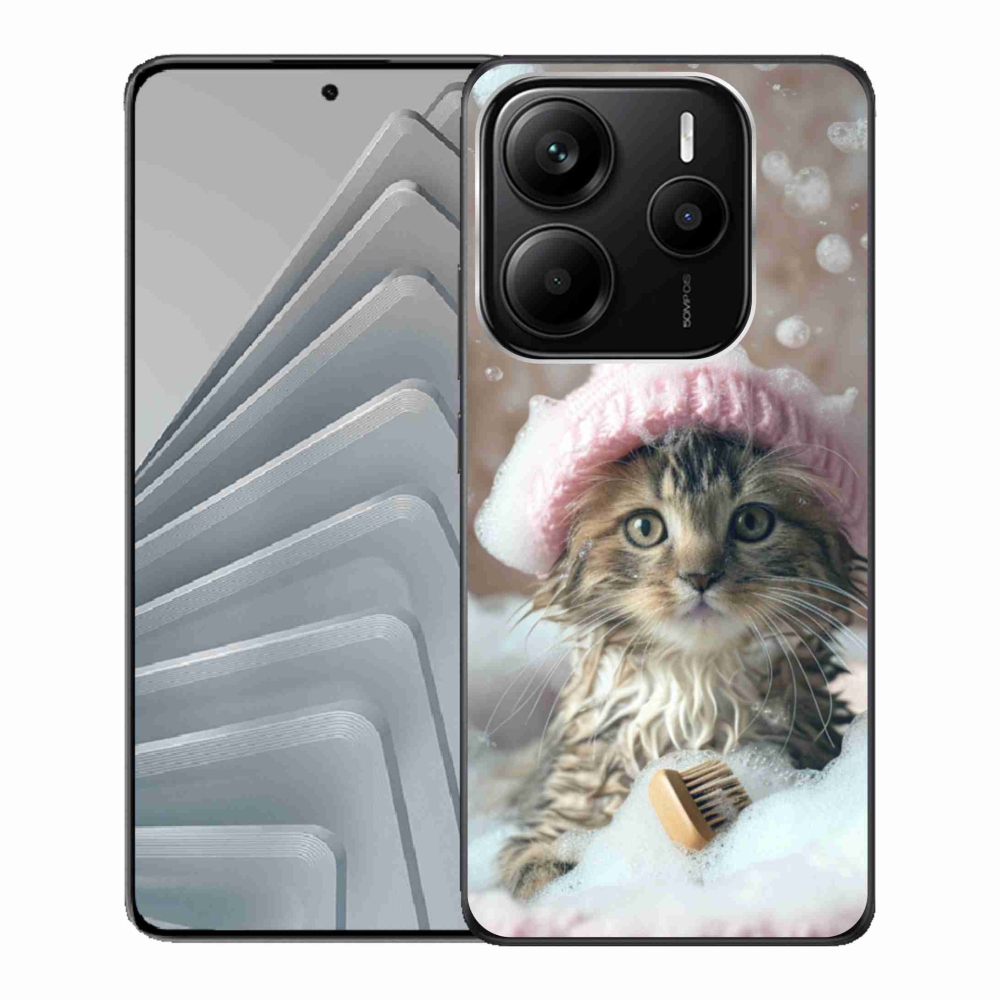 Gelový kryt mmCase na Xiaomi Redmi Note 14 5G - kotě a koupel