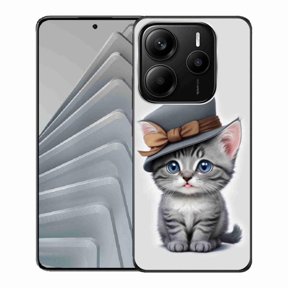 Gelový kryt mmCase na Xiaomi Redmi Note 14 5G - kotě s kloboukem