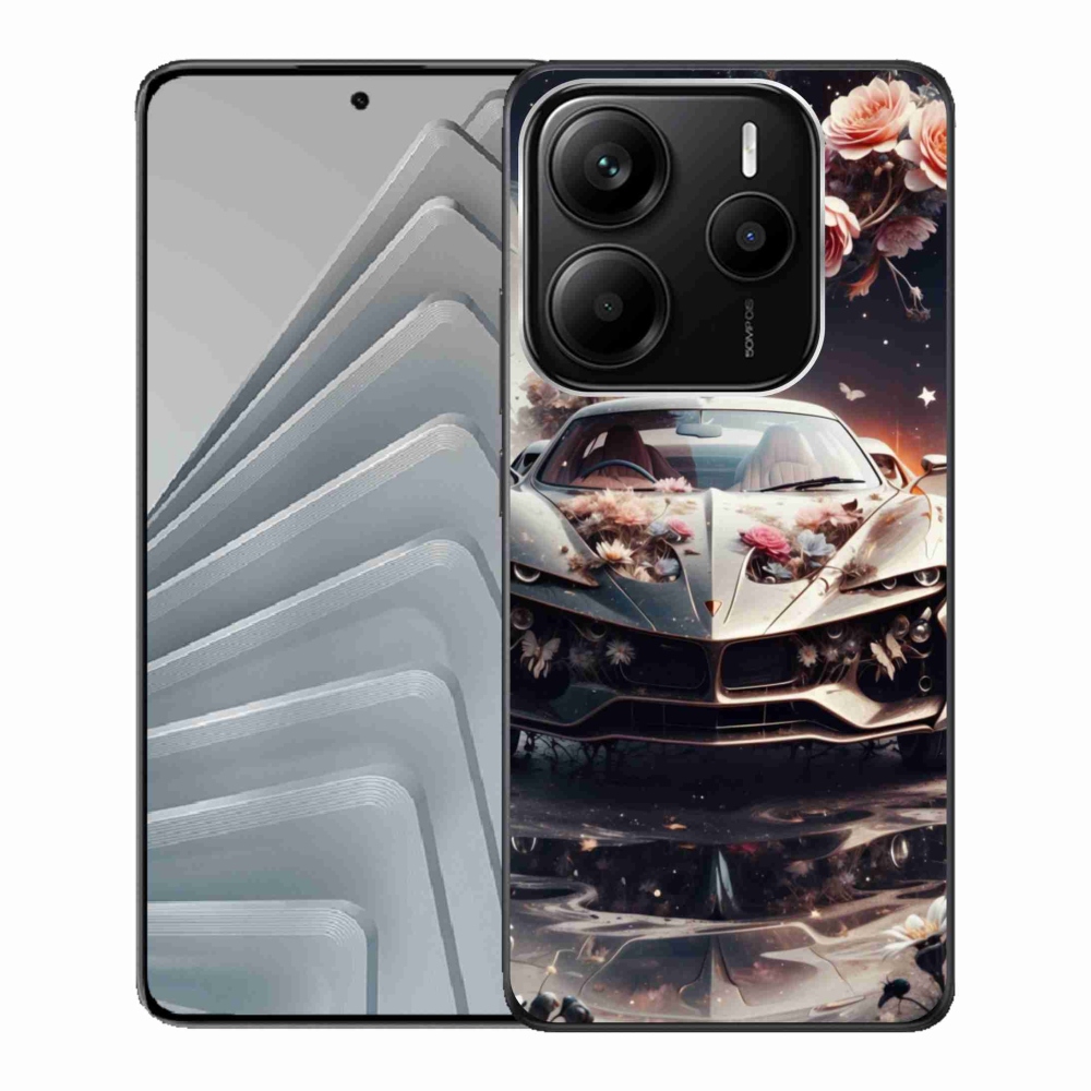 Gelový kryt mmCase na Xiaomi Redmi Note 14 5G - květinový sportovní vůz