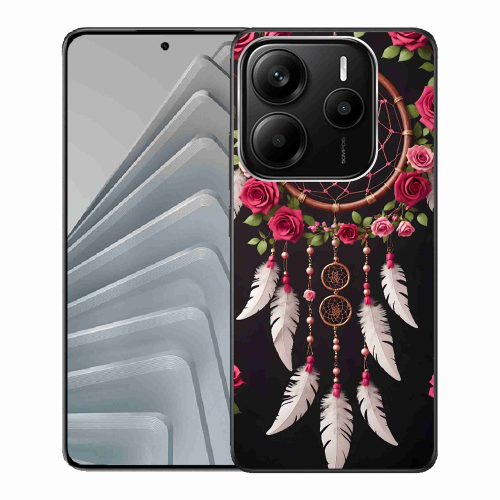 Gelový kryt mmCase na Xiaomi Redmi Note 14 5G - lapač snů s růžemi