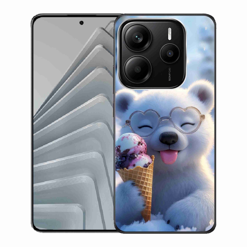 Gelový kryt mmCase na Xiaomi Redmi Note 14 5G - medvídek se zmrzlinou