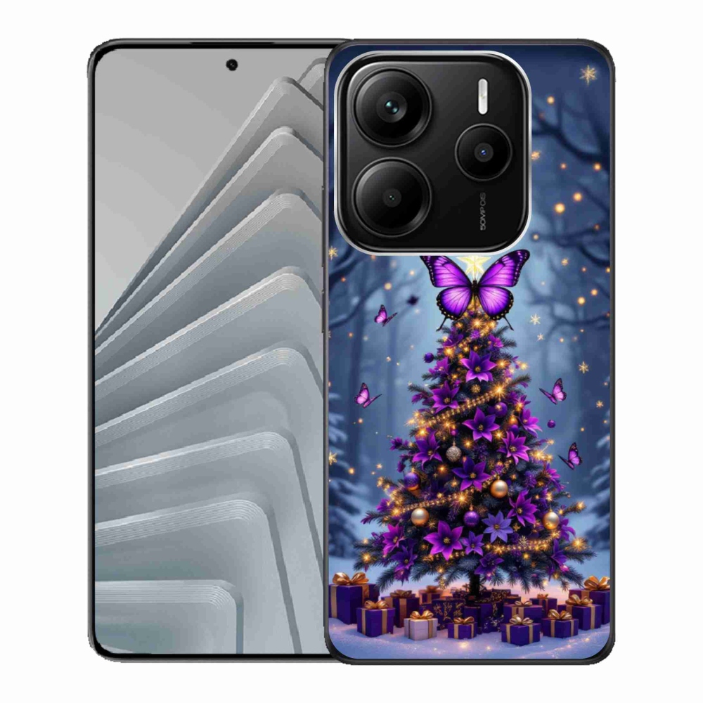 Gelový kryt mmCase na Xiaomi Redmi Note 14 5G - motýlí vánoční stromek