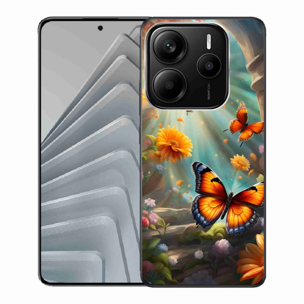 Gelový kryt mmCase na Xiaomi Redmi Note 14 5G - motýlí zahrada 2