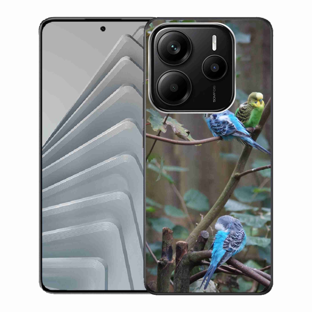 Gelový kryt mmCase na Xiaomi Redmi Note 14 5G - papoušci na větvi