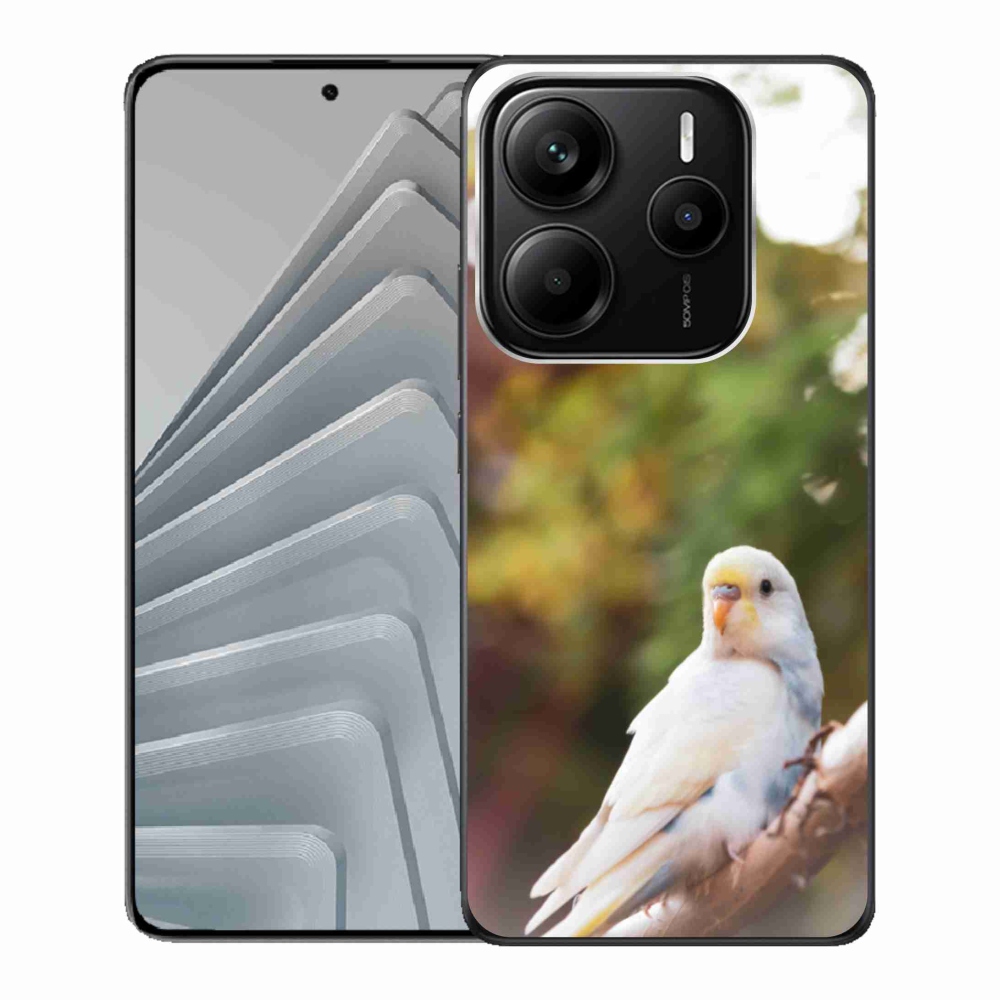 Gelový kryt mmCase na Xiaomi Redmi Note 14 5G - papoušek andulka bílá
