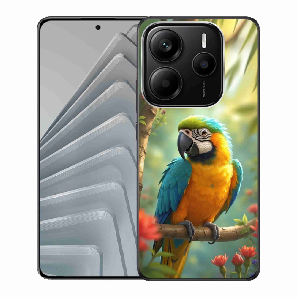 Gelový kryt mmCase na Xiaomi Redmi Note 14 5G - papoušek ara modrožlutá