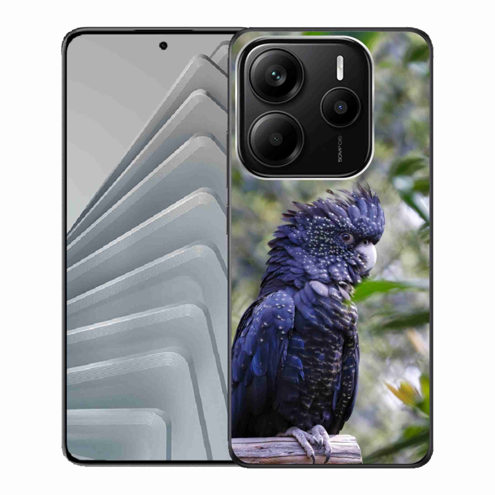 Gelový kryt mmCase na Xiaomi Redmi Note 14 5G - papoušek kakadu černý