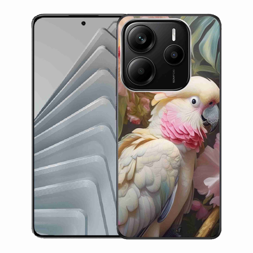 Gelový kryt mmCase na Xiaomi Redmi Note 14 5G - papoušek kakadu růžový 2