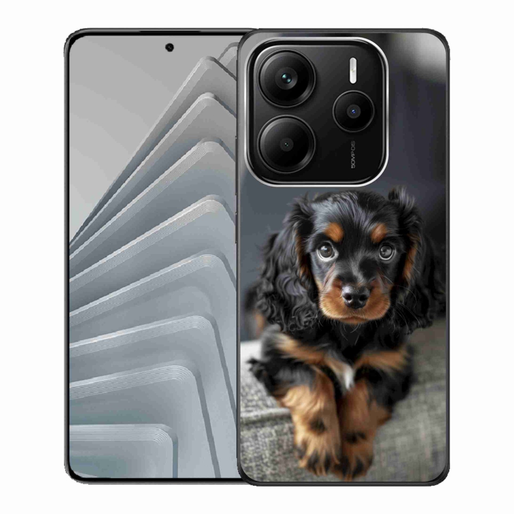 Gelový kryt mmCase na Xiaomi Redmi Note 14 5G - roztomilý dlouhosrstý jezevčík