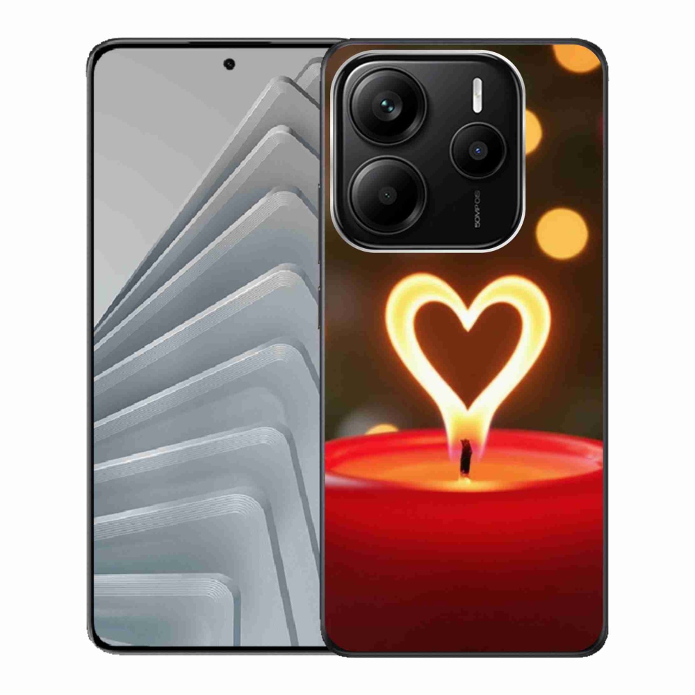 Gelový kryt mmCase na Xiaomi Redmi Note 14 5G - srdce z plamene