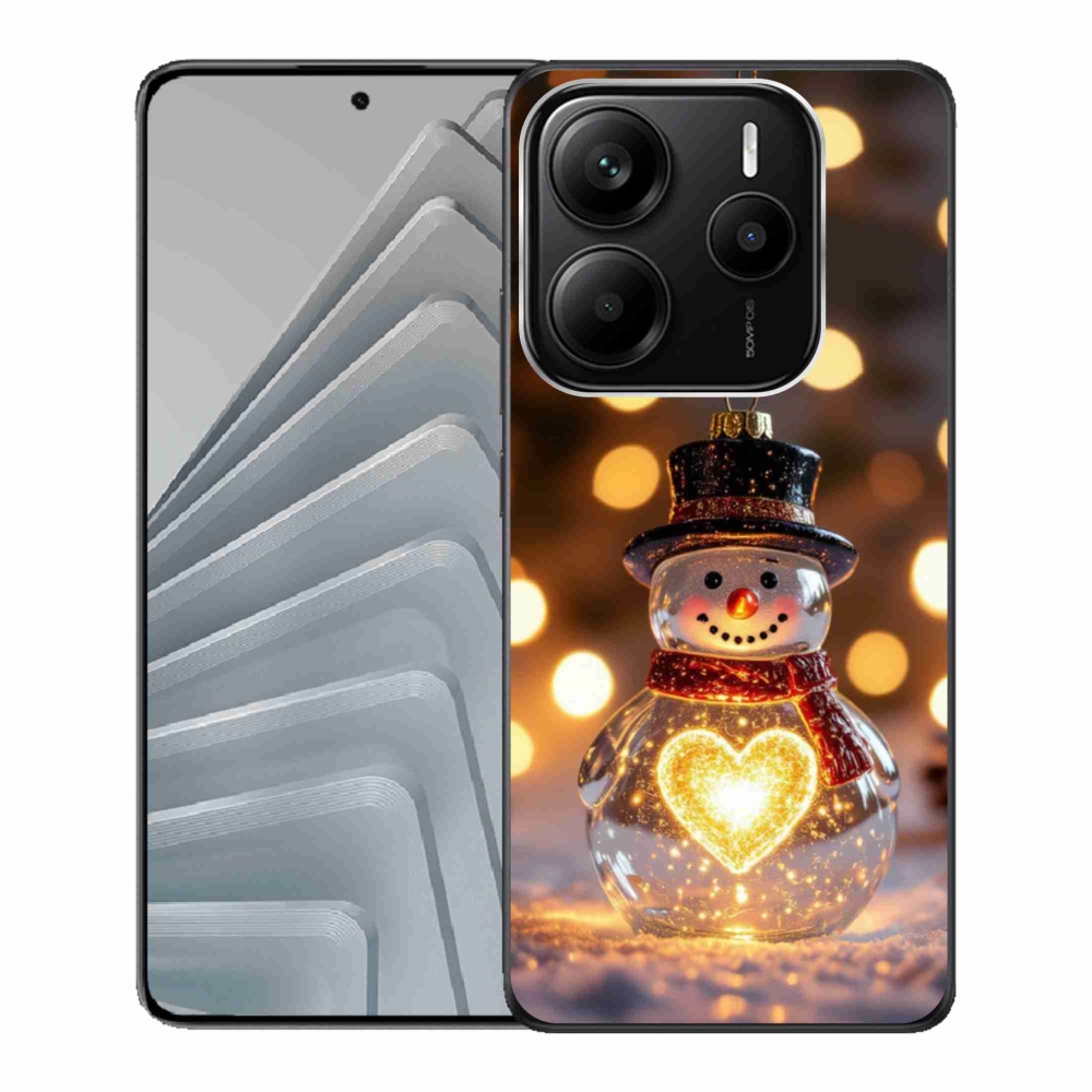 Gelový kryt mmCase na Xiaomi Redmi Note 14 5G - svítící vánoční sněhulák