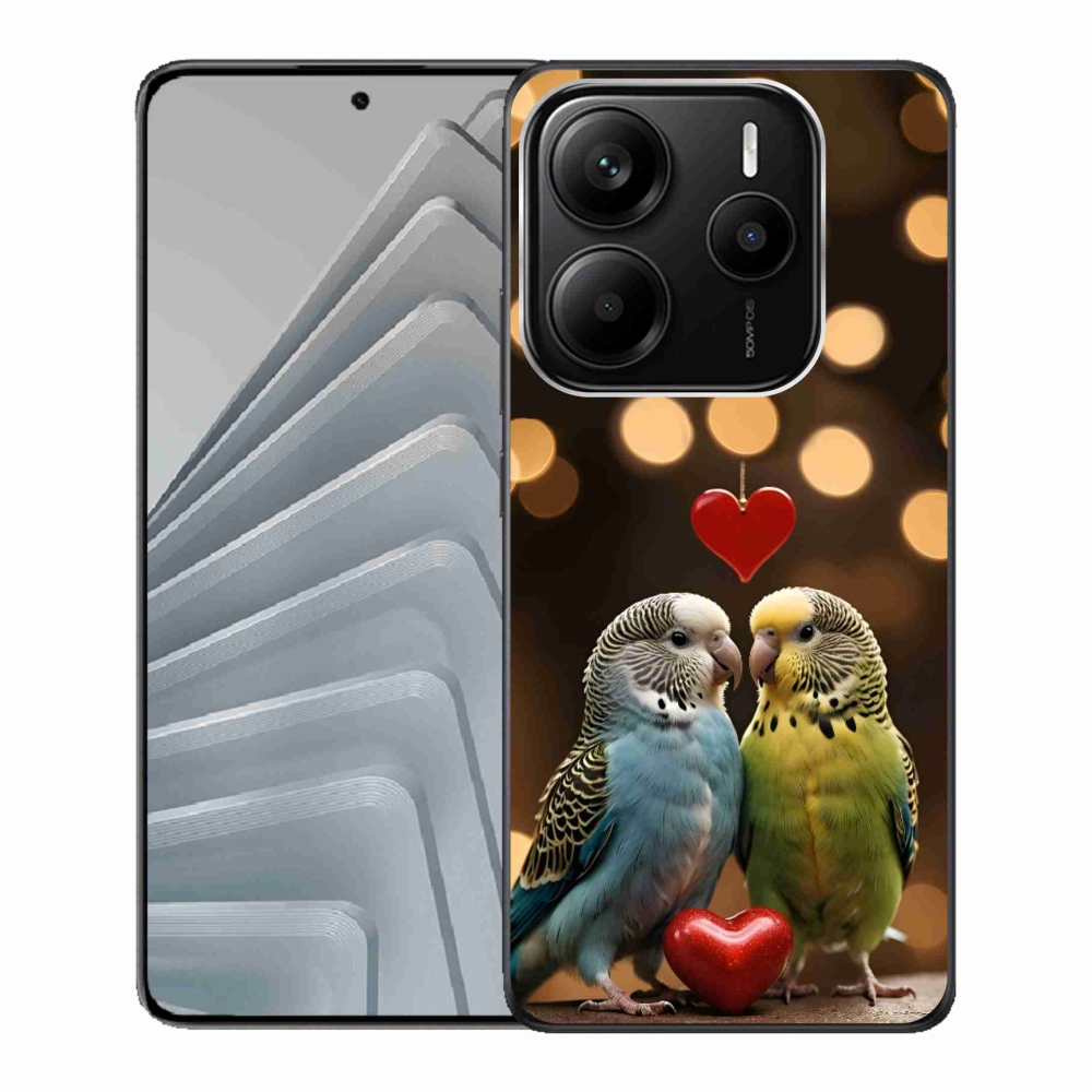 Gelový kryt mmCase na Xiaomi Redmi Note 14 5G - zamilovaní papoušci