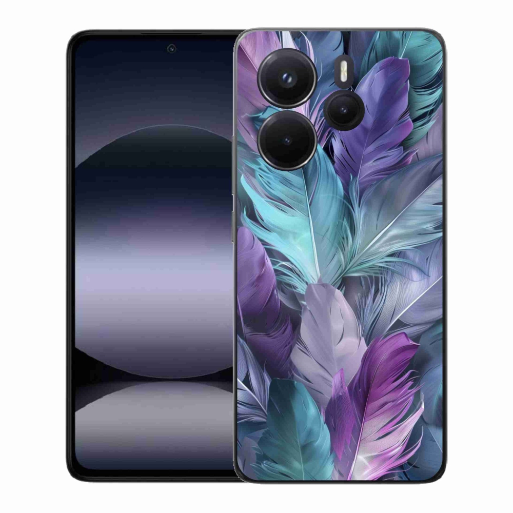 Gelový kryt mmCase na Xiaomi Redmi Note 14 - barevné peří 2