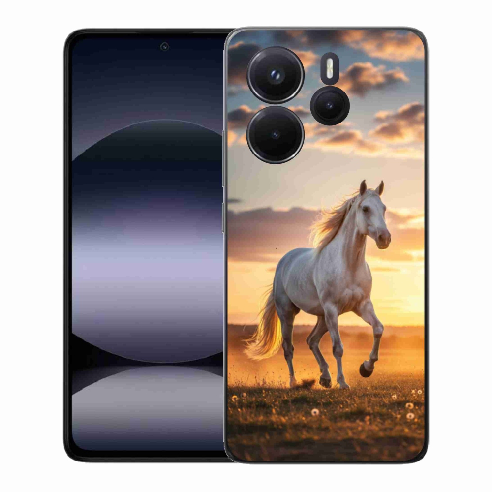 Gelový kryt mmCase na Xiaomi Redmi Note 14 - běžící bílý kůň 2