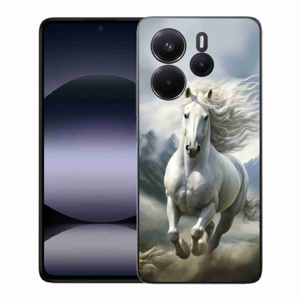 Gelový kryt mmCase na Xiaomi Redmi Note 14 - běžící bílý kůň 3