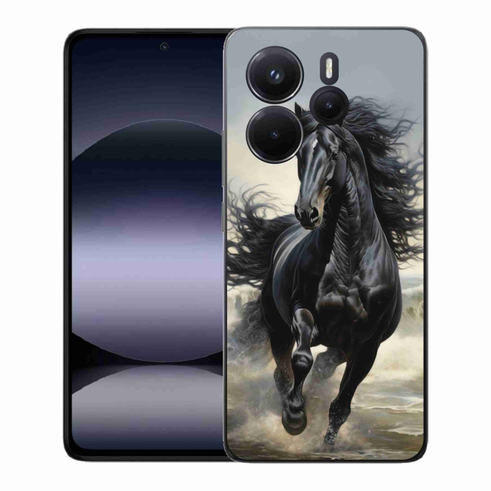 Gelový kryt mmCase na Xiaomi Redmi Note 14 - běžící černý kůň