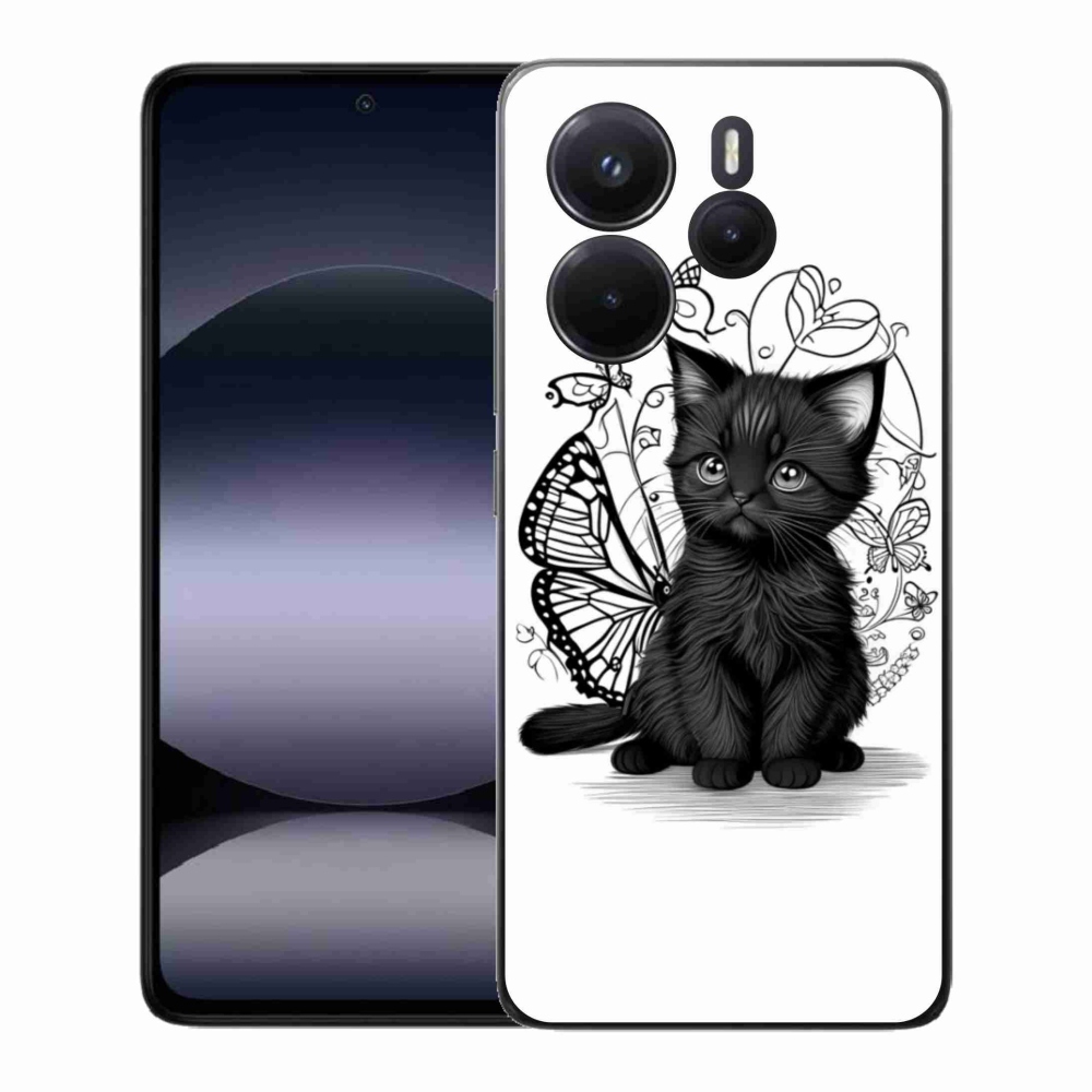 Gelový kryt mmCase na Xiaomi Redmi Note 14 - černé kotě