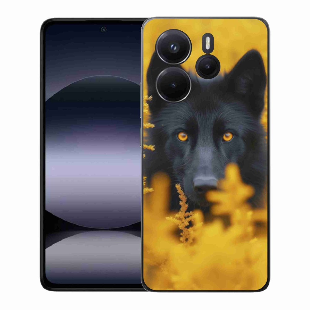 Gelový kryt mmCase na Xiaomi Redmi Note 14 - černý vlk 2