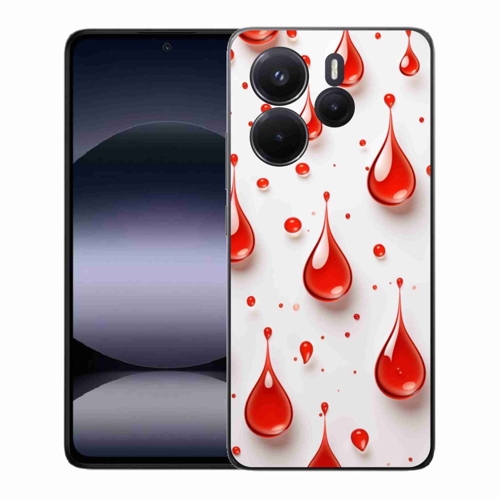 Gelový kryt mmCase na Xiaomi Redmi Note 14 - červené kapky