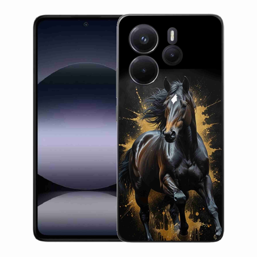 Gelový kryt mmCase na Xiaomi Redmi Note 14 - elegantní černý hřebec