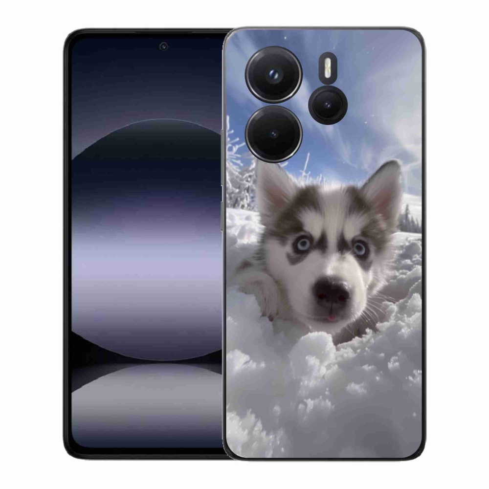 Gelový kryt mmCase na Xiaomi Redmi Note 14 - husky ve sněhu