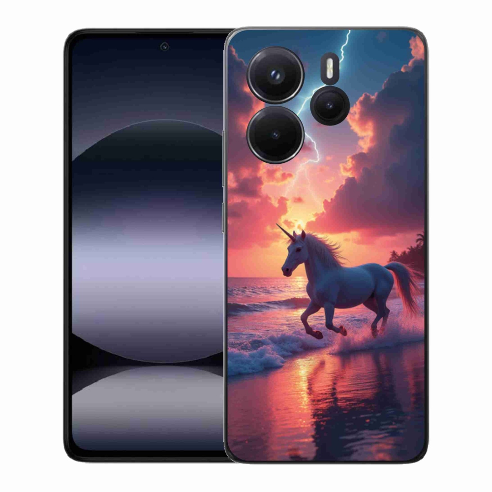 Gelový kryt mmCase na Xiaomi Redmi Note 14 - jednorožec na pláži