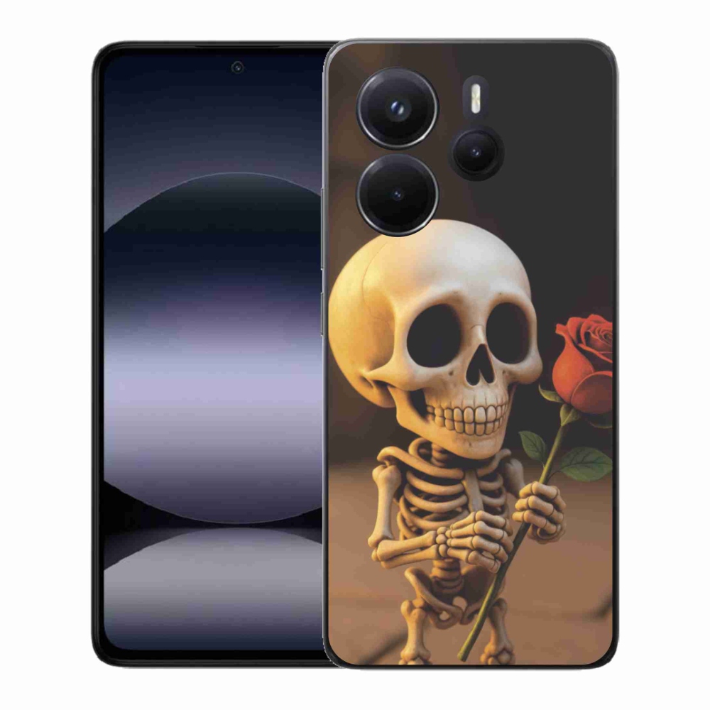 Gelový kryt mmCase na Xiaomi Redmi Note 14 - kostlivec s růží