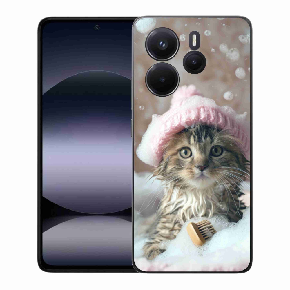 Gelový kryt mmCase na Xiaomi Redmi Note 14 - kotě a koupel