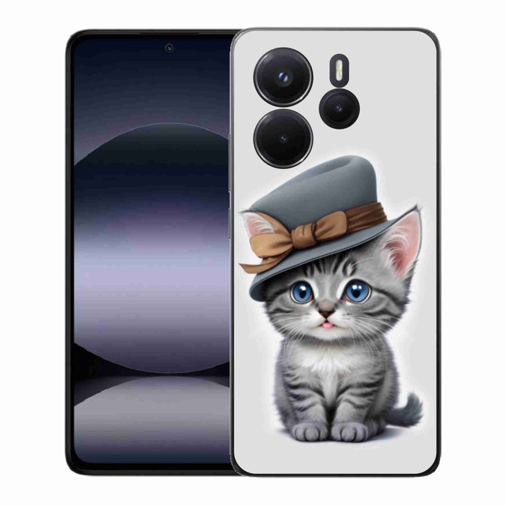 Gelový kryt mmCase na Xiaomi Redmi Note 14 - kotě s kloboukem
