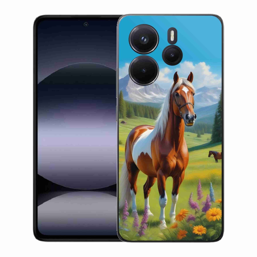 Gelový kryt mmCase na Xiaomi Redmi Note 14 - kůň na louce