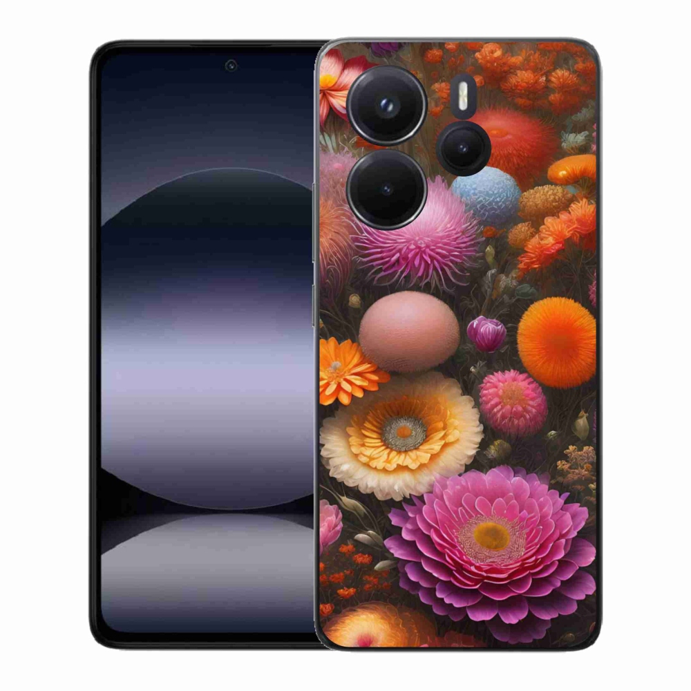 Gelový kryt mmCase na Xiaomi Redmi Note 14 - květinová kompozice