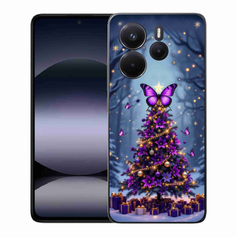 Gelový kryt mmCase na Xiaomi Redmi Note 14 - motýlí vánoční stromek