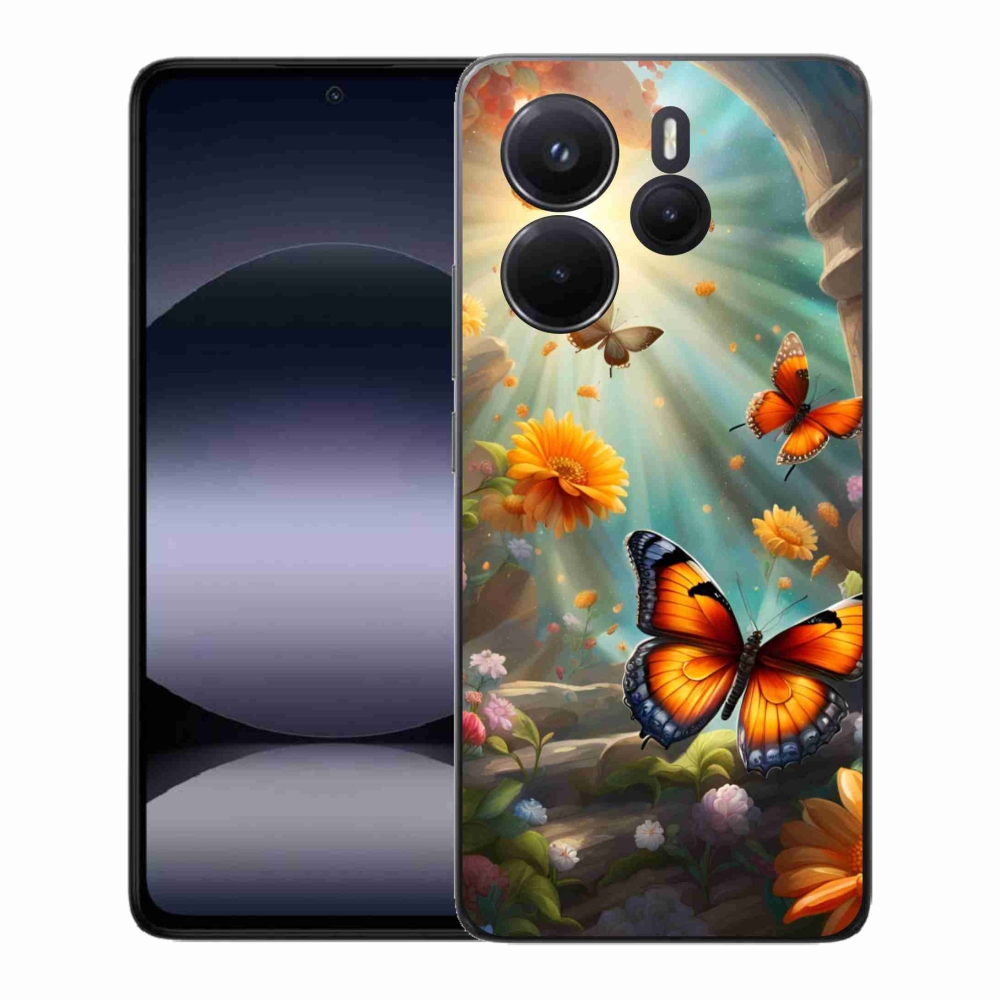 Gelový kryt mmCase na Xiaomi Redmi Note 14 - motýlí zahrada 2