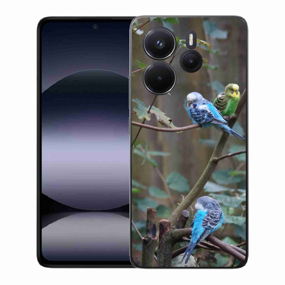 Gelový kryt mmCase na Xiaomi Redmi Note 14 - papoušci na větvi